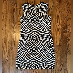 Milly Black and White Zebra Print Sheath Dress